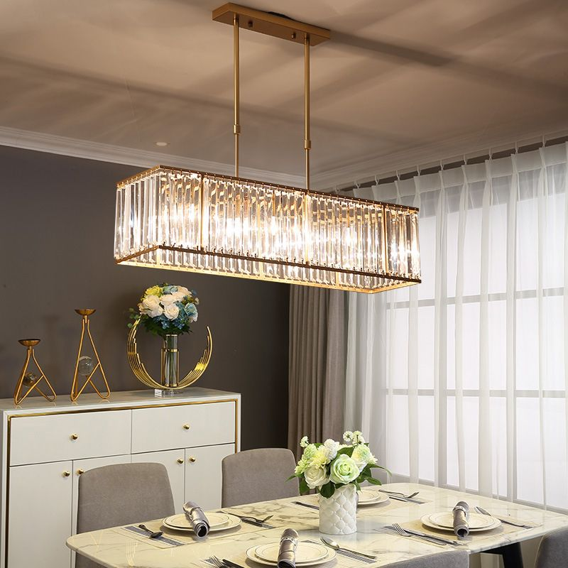Crystal Linear Pendant Light for Kitchen Island, Dining Room Ceiling Chandelier, Scandinavian Design | Sansoti