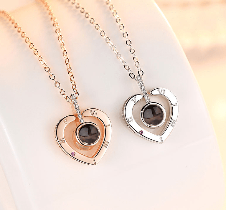Herzförmige Halskette mit Projektion aus 925er-Silber, romantisches Geschenk, Strass-Anhänger, eleganter Schmuck für Frauen | Sansoti