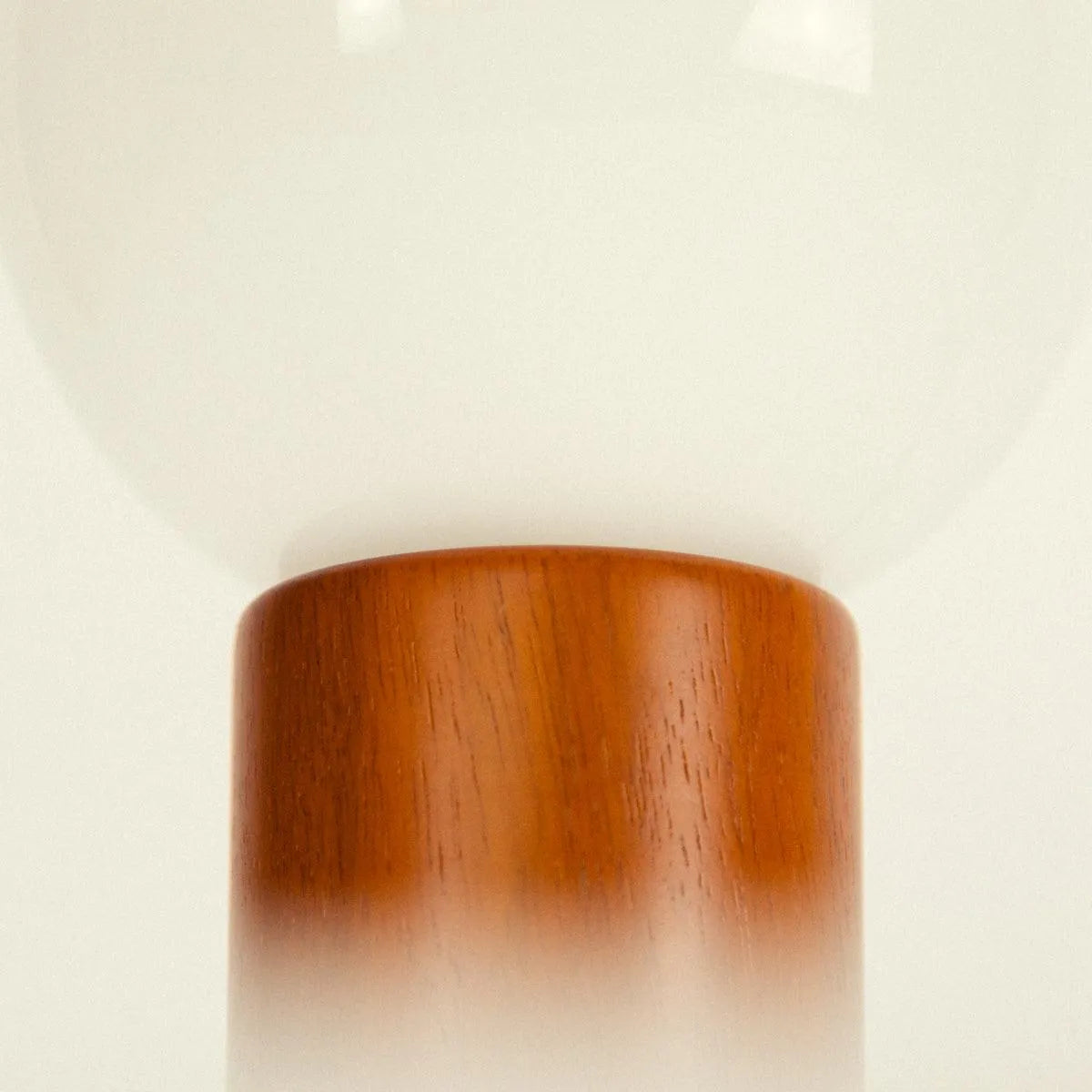 Tafellamp Hout Glas Vintage Mid-Century 28cm Ronde Bol Nachtkastlamp Slaapkamer | Sansoti