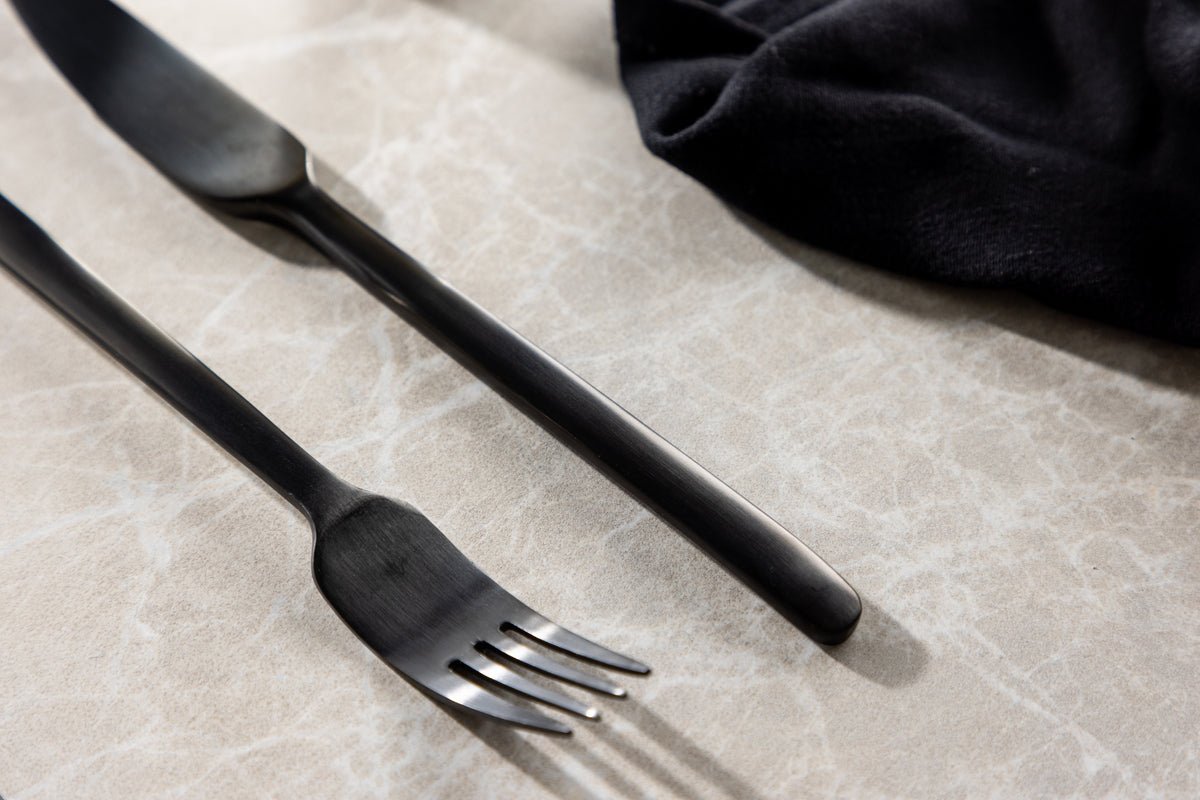 Bestekset Zwart Mat 24 Delig Rvs Modern Tafelbestek Minimalistisch | Sansoti
