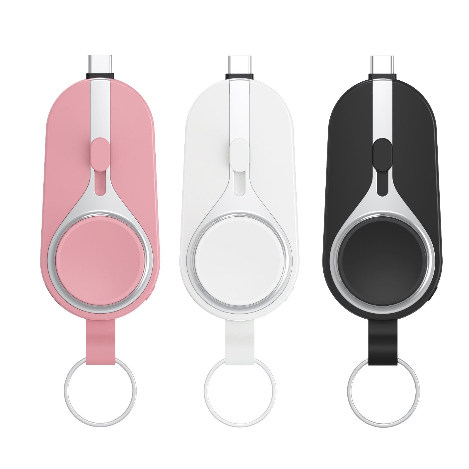 Draadloze oplaadclip powerbank karabijnhaak compact zwart telefoon smartwatch oplader sleutelhanger draagbare lader | Sansoti