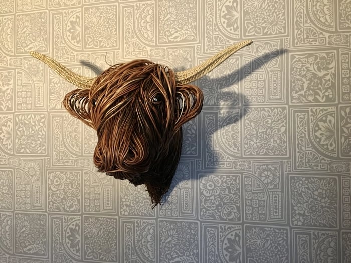 Wanddecoratie Stier Hoofd Handgemaakt Riet Naturel Woonkamer Landelijk Highland Cow Wandsculptuur Muurdecoratie Rustiek | Sansoti