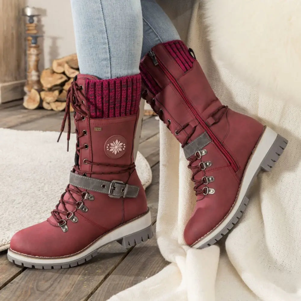Waterproof Ankle Boots for Women Winter Boots Non-Slip Warm Lining Lace-Up Comfortable Winter Shoes | Sansoti