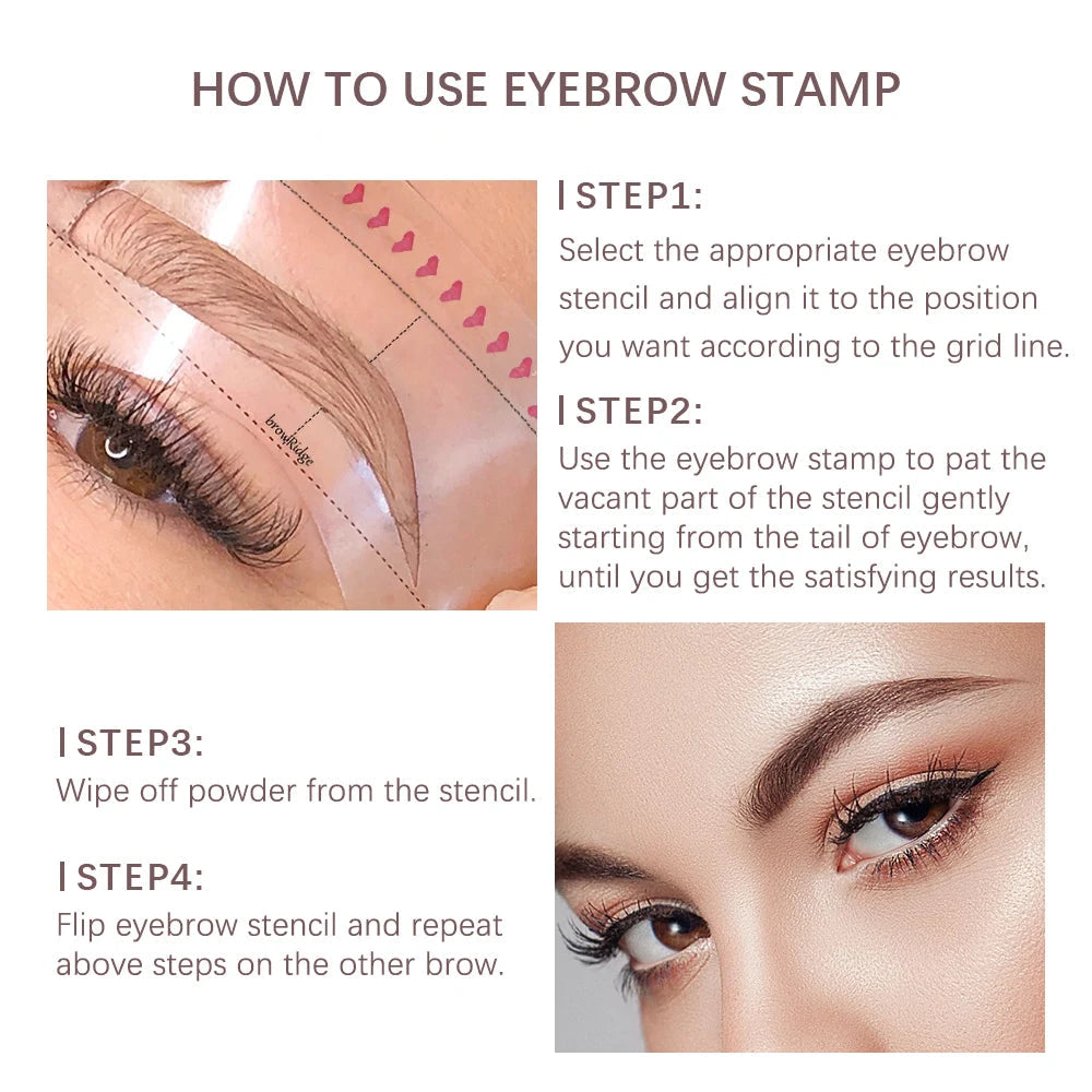 Wenkbrauw Stempel Styling Set voor Perfecte Brows met Sjablonen Poeder Natuurlijke Look Dagelijks Gebruik | Sansoti