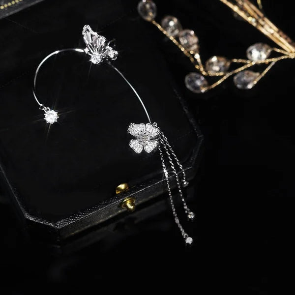 Butterfly Stud Earrings, Cubic Zirconia, Hypoallergenic, Gold-Plated, Elegant Gift Idea for Women | Sansoti