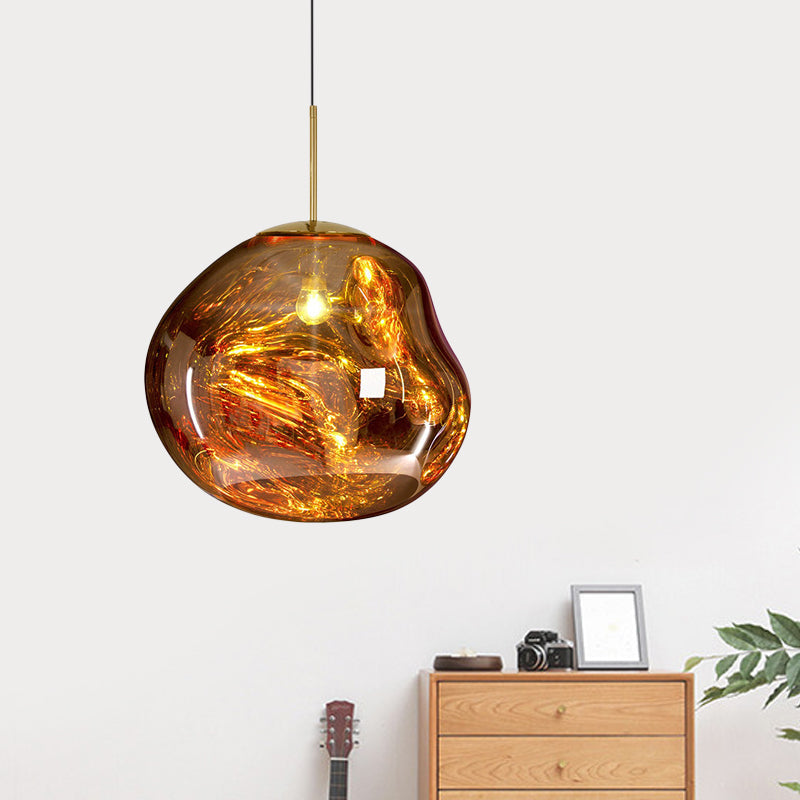 Glazen Hanglamp Rond Metalen Kap Eetkamer Plafondverlichting Moderne Woonkamer E27 Fitting Scandinavisch | Sansoti