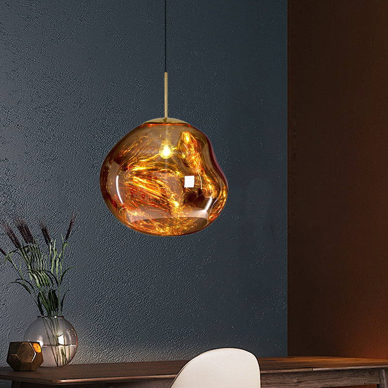 Glazen Hanglamp Rond Metalen Kap Eetkamer Plafondverlichting Moderne Woonkamer E27 Fitting Scandinavisch | Sansoti