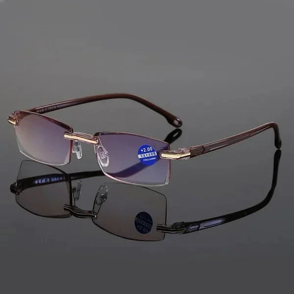 Multifocale Leesbril met Blaulichtfilter – Progressieve Gleitsichtbril – Randloos Ultralight Design voor Computer en Lezen | Sansoti