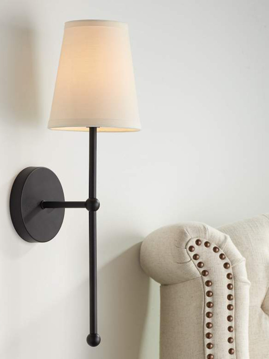 Rowan Wandlamp Messing Stoffen Kap Scandinavische Woonkamer Slaapkamer Verlichting 15x53cm | Sansoti