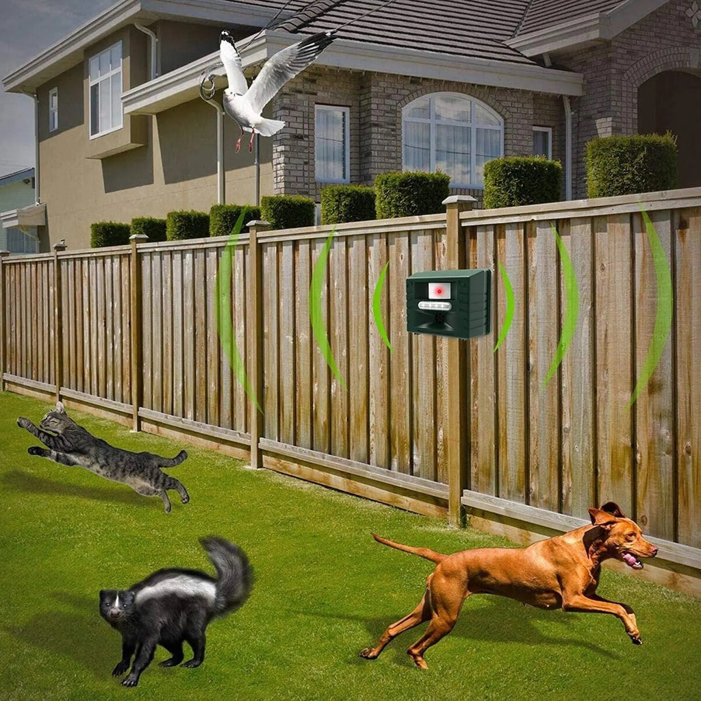 Ultraschall-Vogelschreck für den Außenbereich mit Blitztechnologie und Schallwellen, 170° Reichweite, Gartenschutz | Sansoti