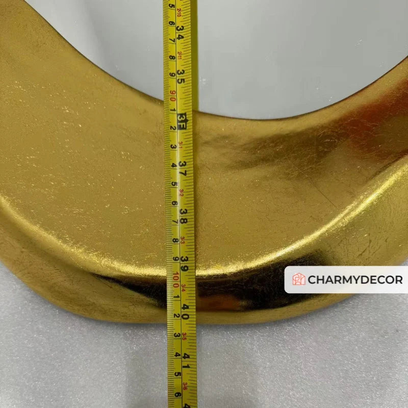 Asymmetrical Wall Mirror with Gold-Colored Wooden Frame – Organic Mirror Modern Wall Decoration | Sansoti