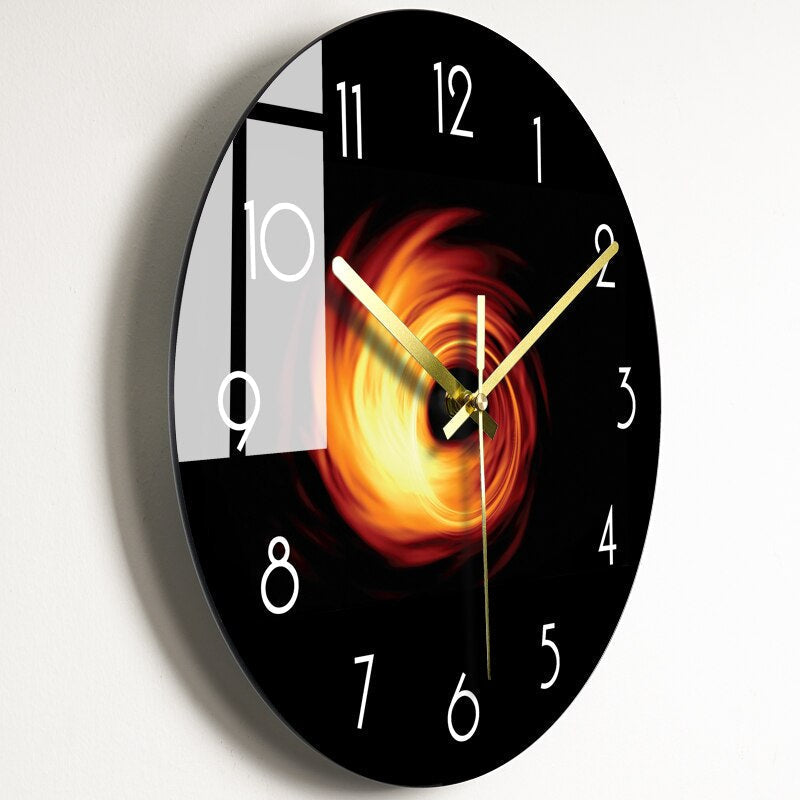Glass Wall Clock with Artistic Design 30-35 cm Scandinavian Timekeeping Modern Living Room Decoration Kitchen | Sansoti