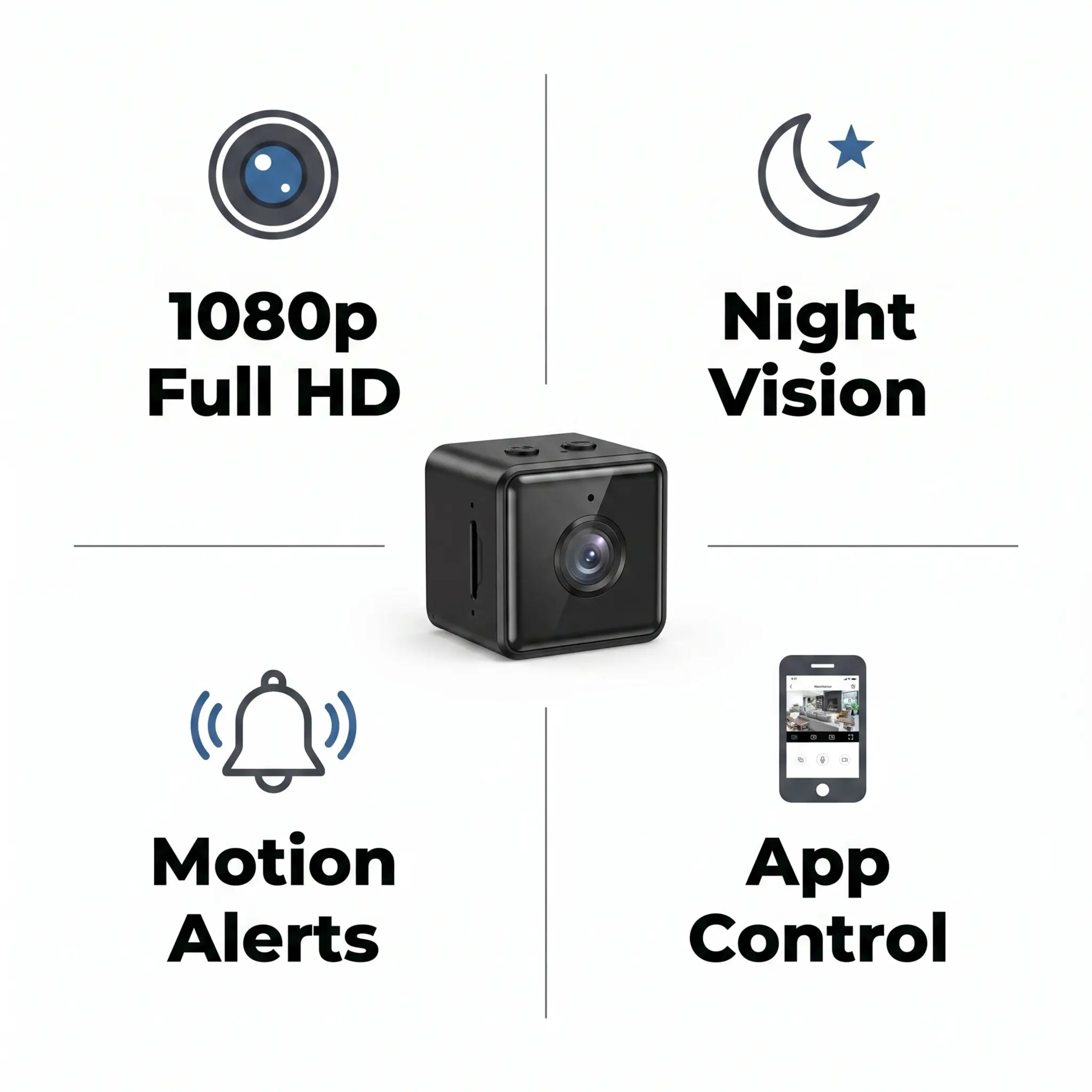 Draadloze WiFi Beveiligingscamera 1080P – Weerbestendig, App-Bestuurd, Binnen & Buiten Bewaking, Bewegingsdetectie, Nachtzicht | Sansoti