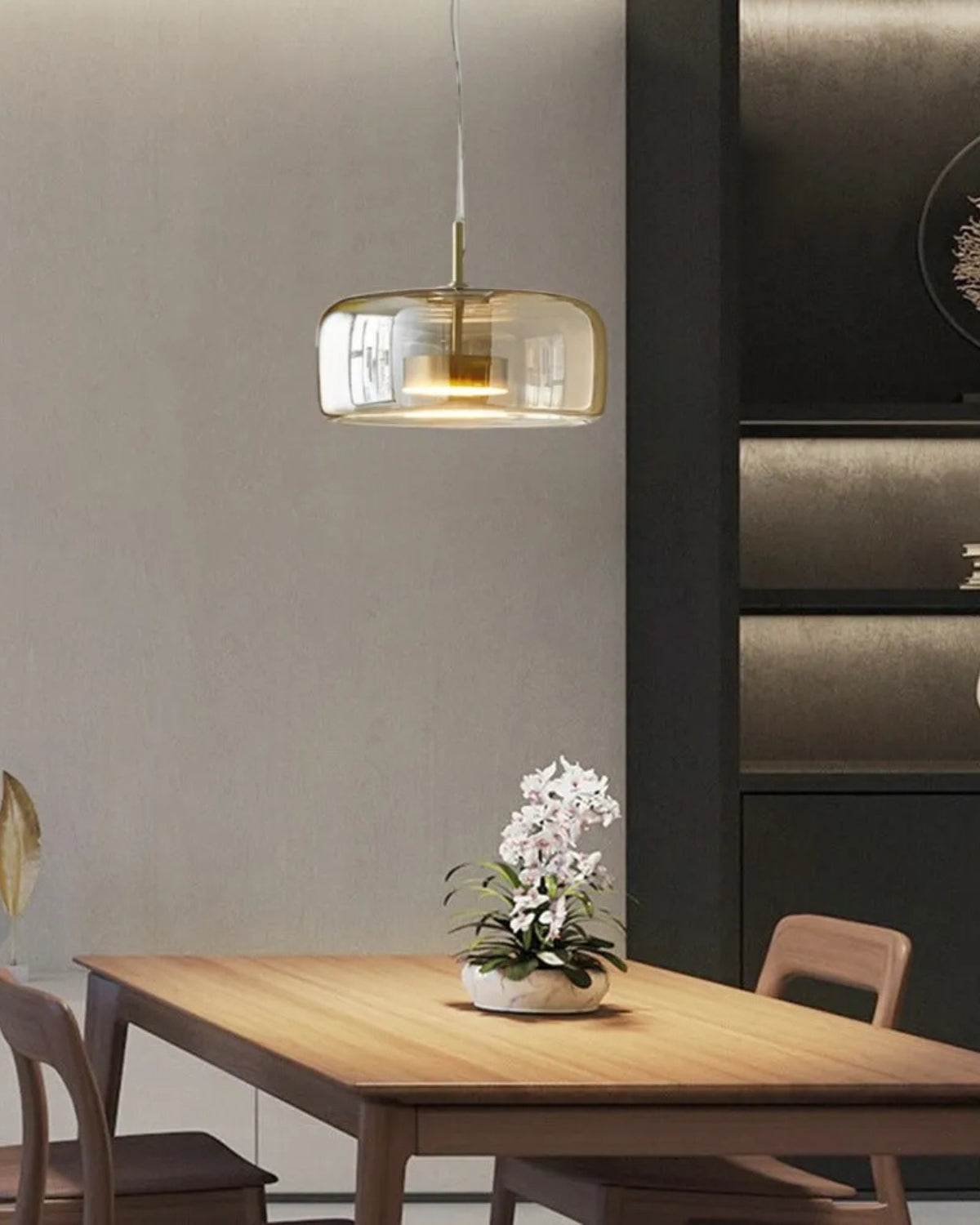 Hanglamp Rookglas met LED Verlichting Goud Zwart Amber Dimbaar Eetkamer | Scandinavische Glazen Plafondlamp Metalen Finish Keukeneiland Moderne Verlichting Woonkamer Design | Sansoti