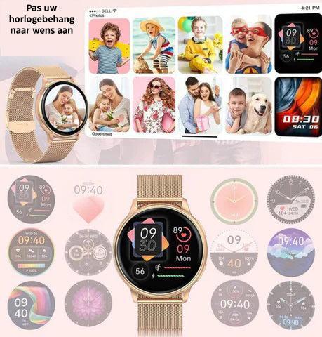 Smartwatch Dames met Hartslagmeter en Belfunctie — Fitness Tracker Bluetooth Stappenteller Slaapmonitoring Bloedzuurstofmeting | Sansoti