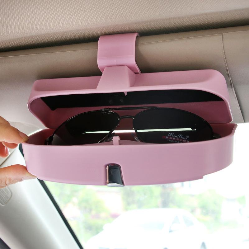 Brillenetui voor Auto Zonneklep - Fluwelen Opberghouder met Magneetslot Kaartenvakjes Penhouder Organizer | Sansoti