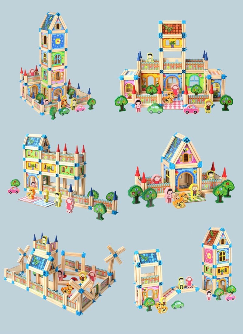 Maison de poupée en bois à construire soi-même, jouet pour enfants, 268 à 298 pièces, éducatif et créatif, jeu d’imagination | Sansoti