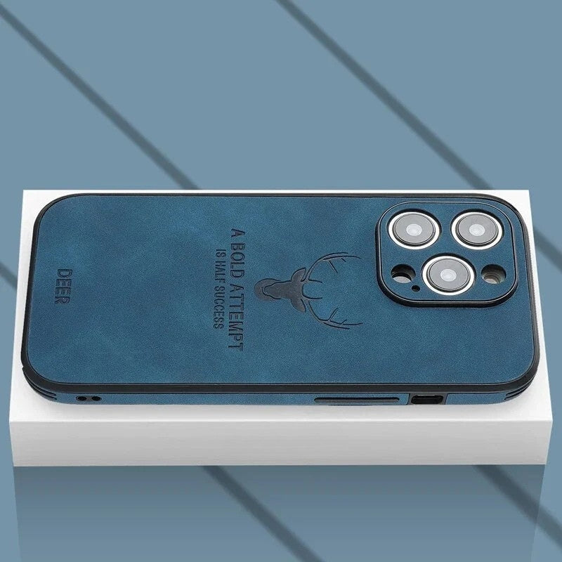 Luxe Wildleren iPhone Hoes Zwart Bruin Donkergroen Lichtblauw Beschermhoes met Shockabsorptie Camerabescherming | Sansoti