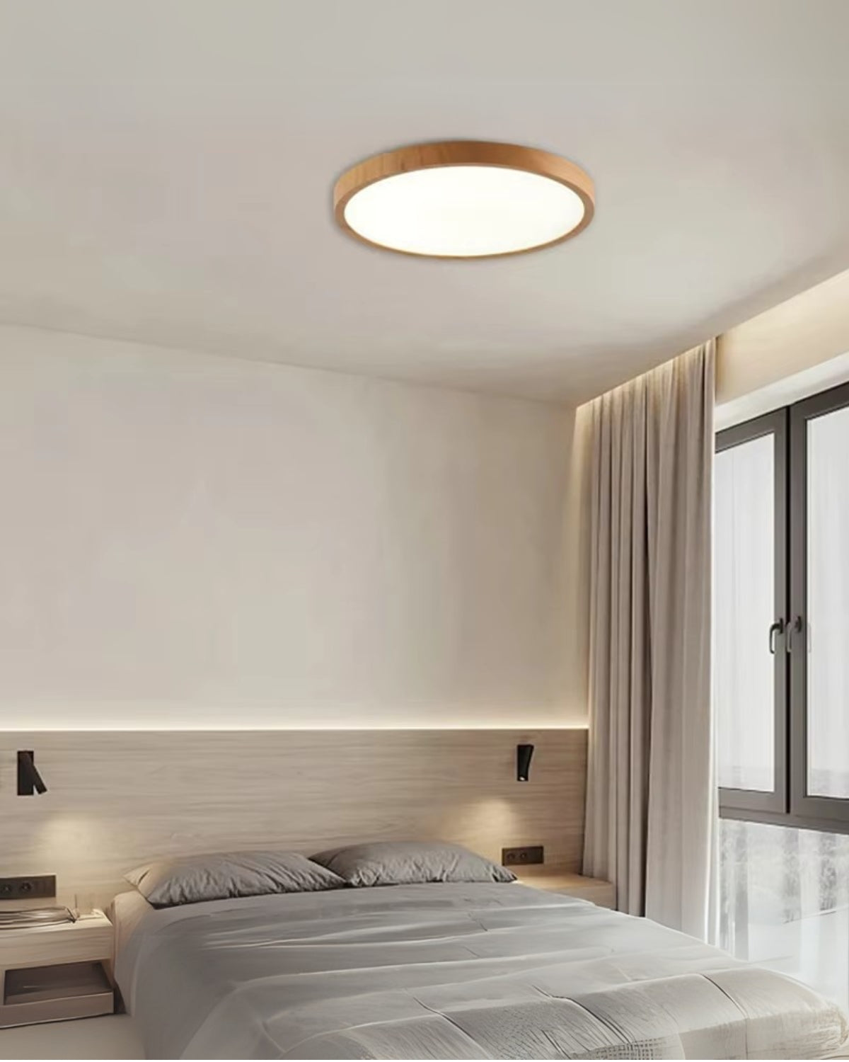 Ultraslanke Plafondlamp Hout 30cm 40cm Moderne Woonkamer Slaapkamer Verlichting | Sansoti