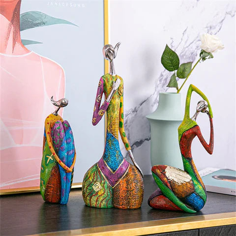 Abstrakte Frauenfigur Handgemachte Harz Bunt Moderne Kunstskulptur Wohnzimmer Geschenk | Restfield