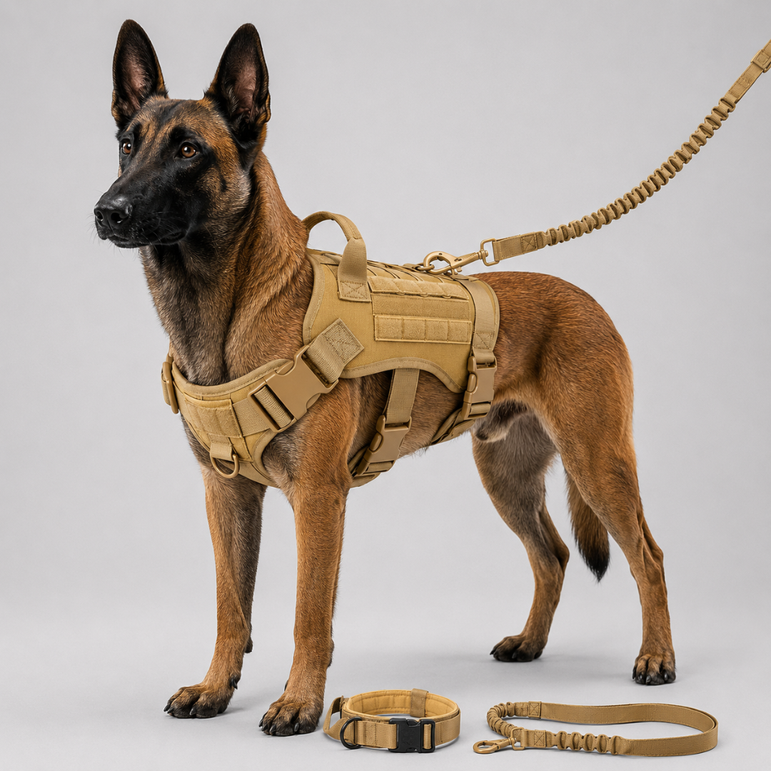 Adjustable Dog Harness Set with Leash Military-Style Vest Harness for Large Dogs Outdoor Training Walking | Sansoti