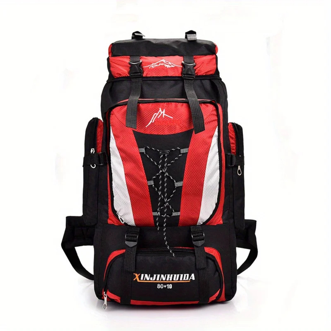 Wanderrucksack 80 Liter aus wasserdichtem Nylon mit Hüftgurt und belüftetem Rückenpanel für Outdoor und Camping | Sansoti