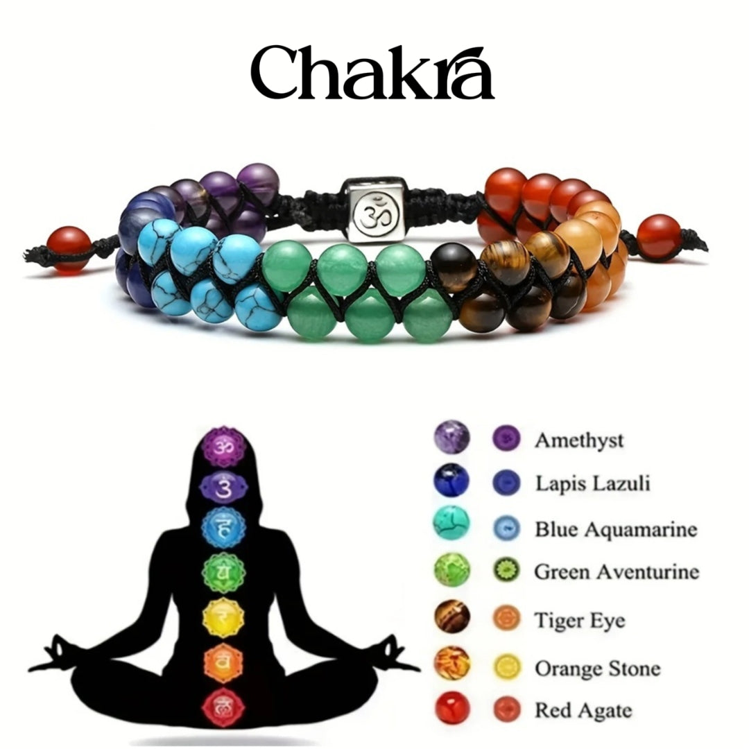 Verstellbares Chakra-Armband Naturstein-Energieperlen Meditation Yoga Spiritualität Wohlbefinden Unisex-Schmuck | Sansoti