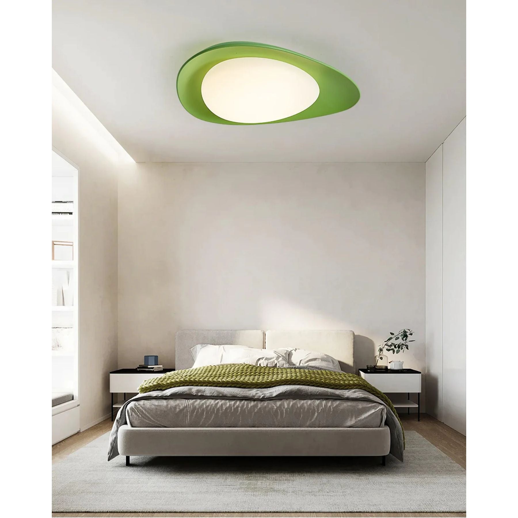 LED Plafondlamp Bladvorm Resin Groen Woonkamer Slaapkamer Eetkamer Organische Plafondlamp Scandinavisch Interieur | Sansoti