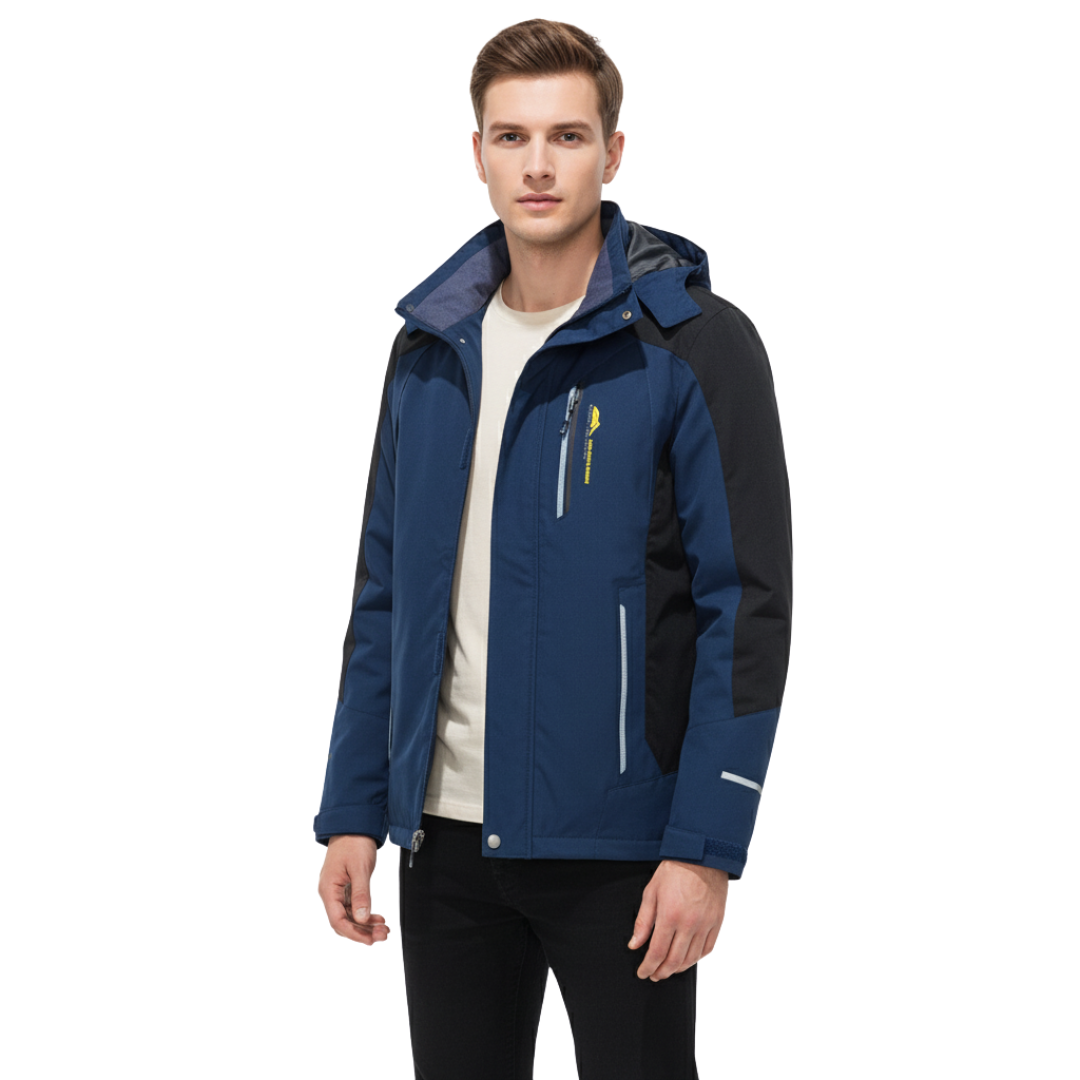 Veste d’extérieur imperméable pour hommes en polyester avec capuche amovible et plusieurs poches pour randonnée, trekking et activités de plein air | Sansoti