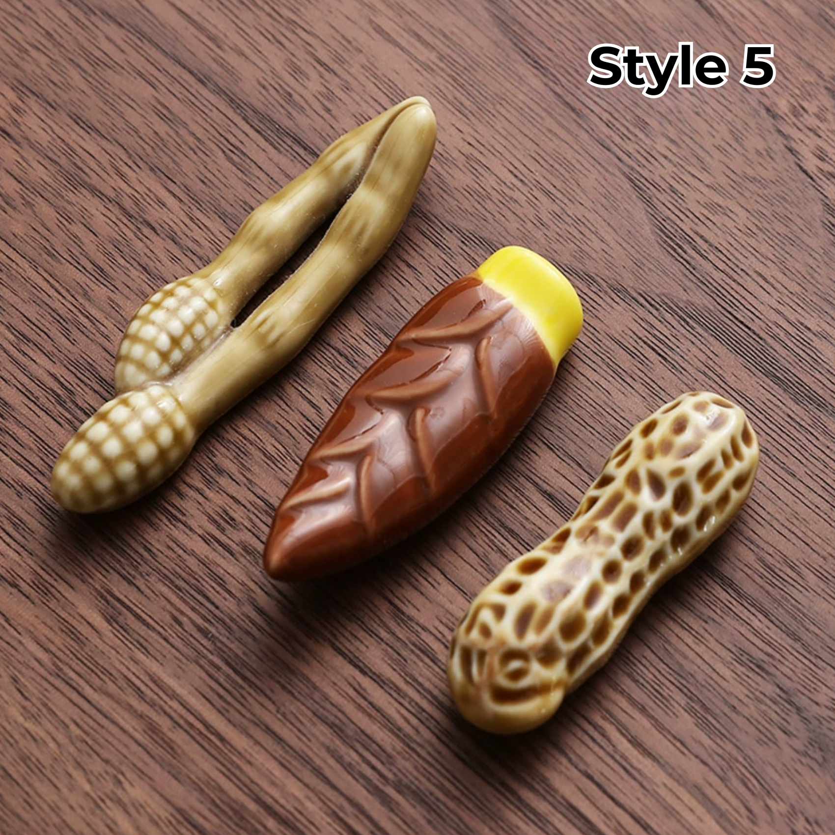 Ceramic Chopstick Rest with Animal and Fruit Motifs – Set of 3 | Sansoti