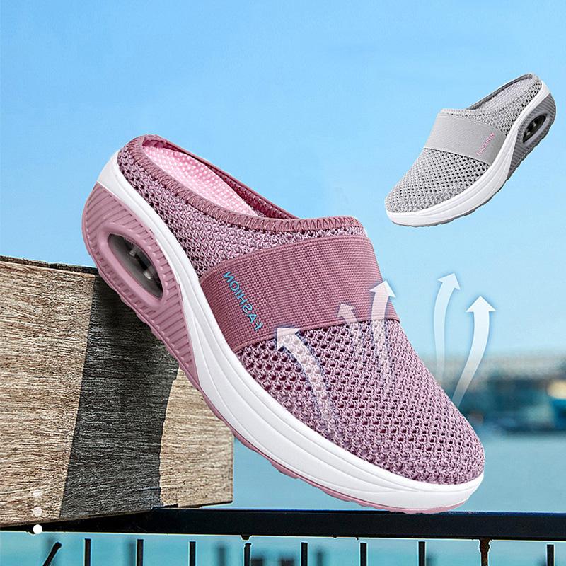 Orthopedische Pantoffels met Luchtkussen Ergonomische Instapschoenen Diabetesvoeten Ademend Mesh Extra Zacht Voetondersteuning Antislip Zool Dames Heren Indoor Outdoor Comfortschoenen | Sansoti