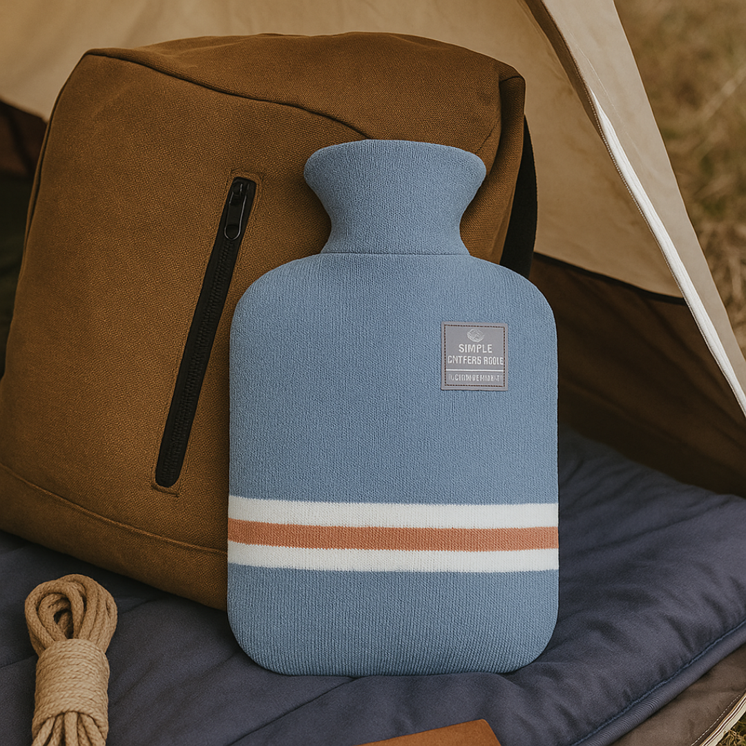 Wärmflasche mit Strickbezug, 1 Liter, wärmespeichernd, komfortabel für kalte Wintertage, Entspannung zu Hause und Wellness | Sansoti