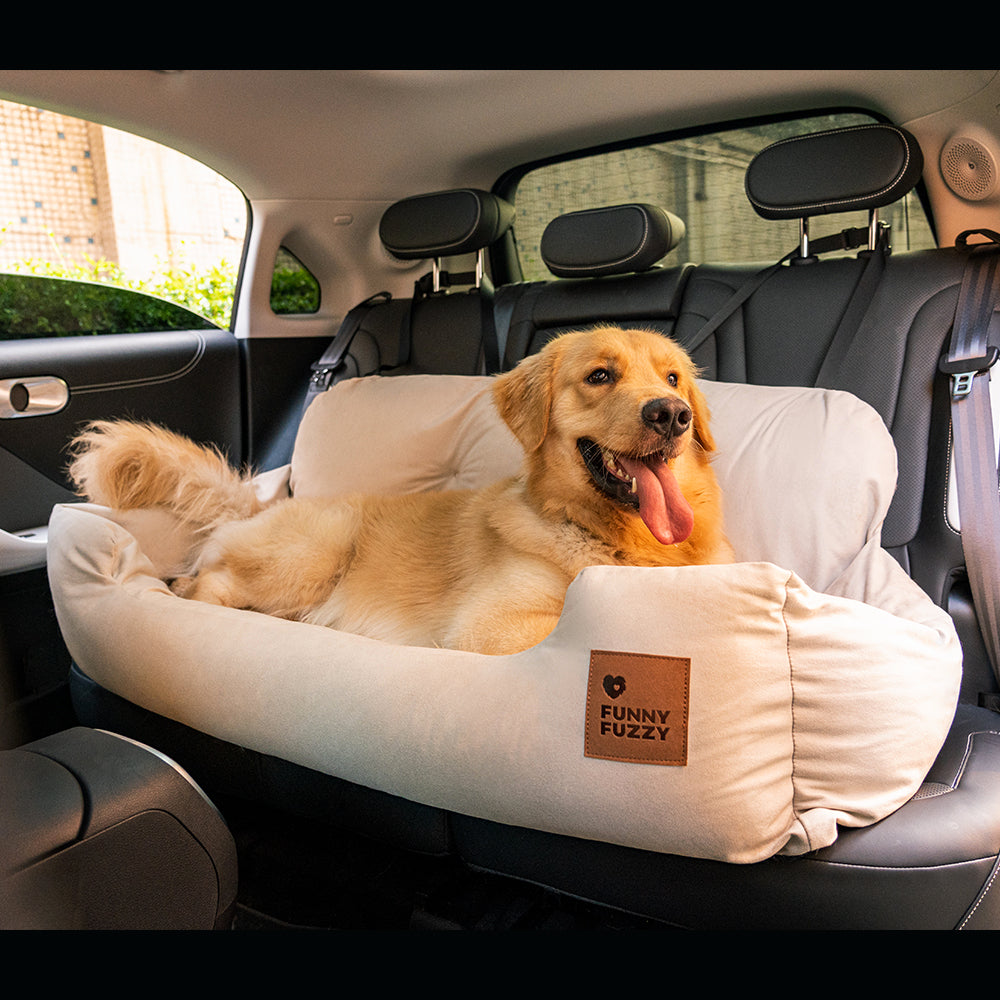 Hondenmand Auto Achterbank Medium/Large met Veiligheidsriemen & Opbergtasje - Comfortabel Veilig Reizen Hond | Sansoti