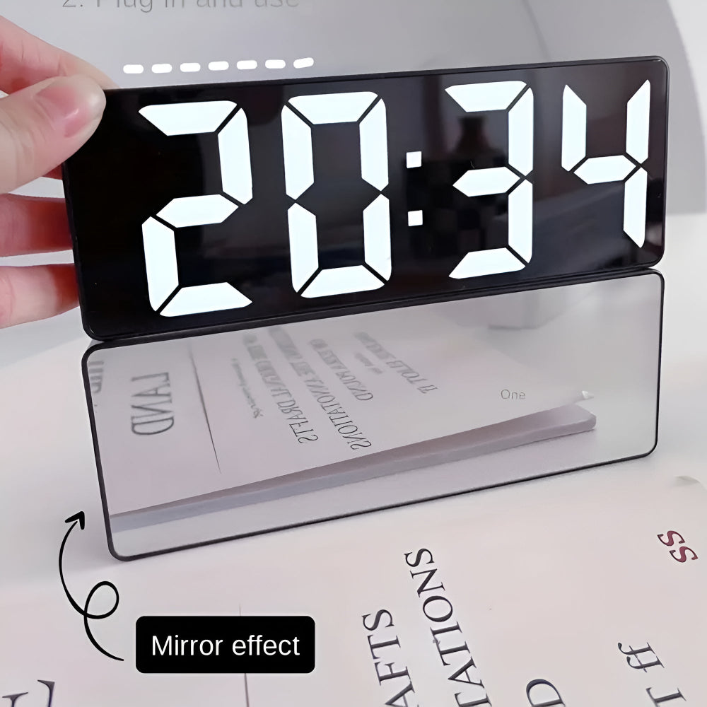 Digitale LED Spiegelwekker met Datum en Temperatuur — Minimalistisch Design voor Slaapkamer en Bureau | Sansoti