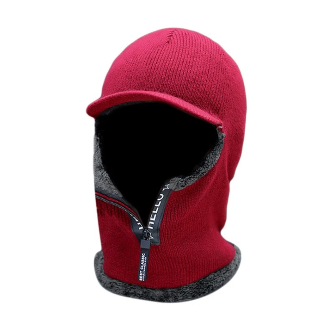 Knitted Winter Hat with Fleece Lining and Face Protection Unisex Windproof for Skiing Cycling Outdoor | Sansoti