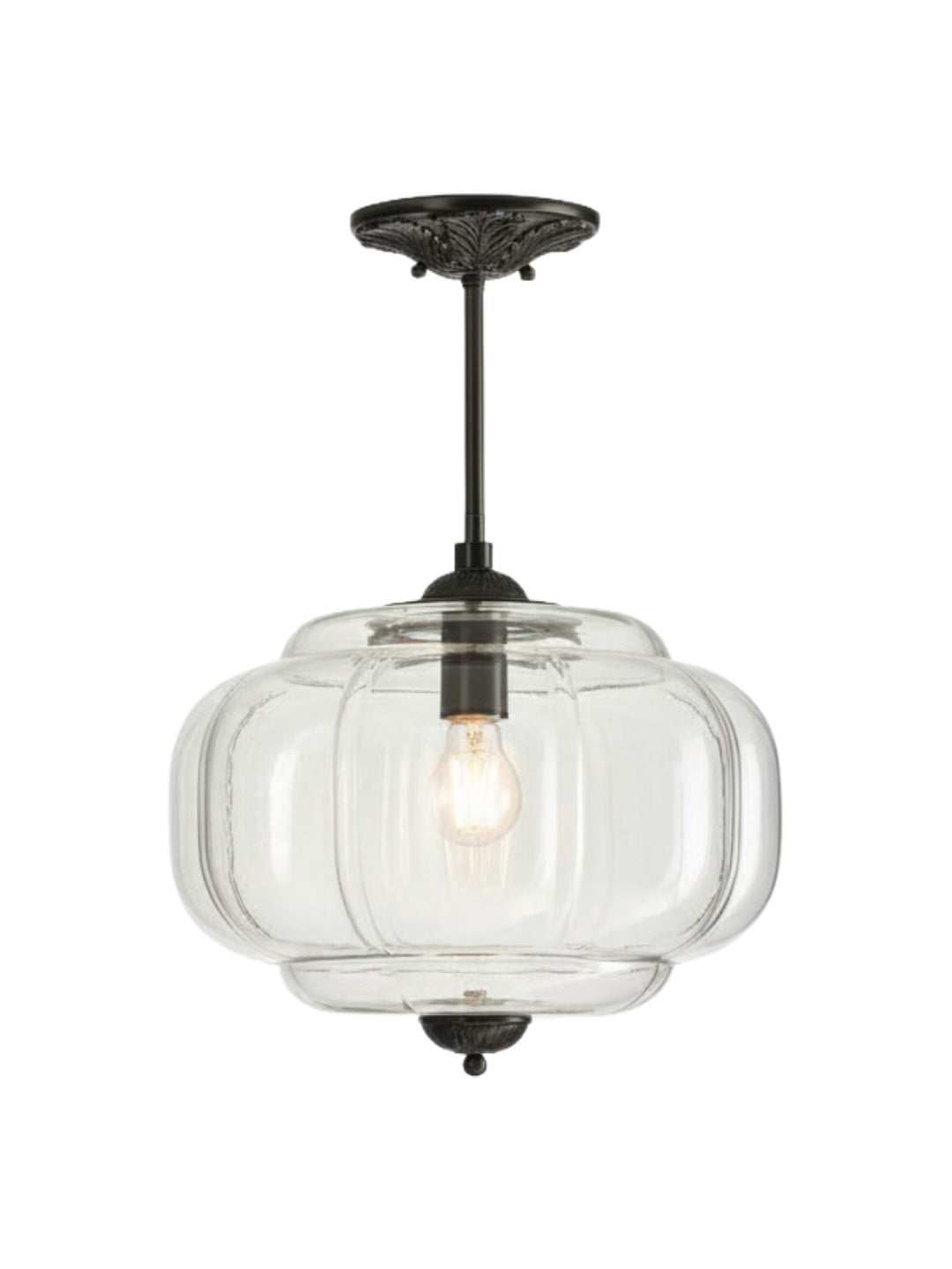 Vintage Melkglas Plafondlamp Geschulpt Rand Wit Roze Groen Blauw Helder Mat Glas Semi-Flush Hanglamp Messing Zwart Finish | Sansoti