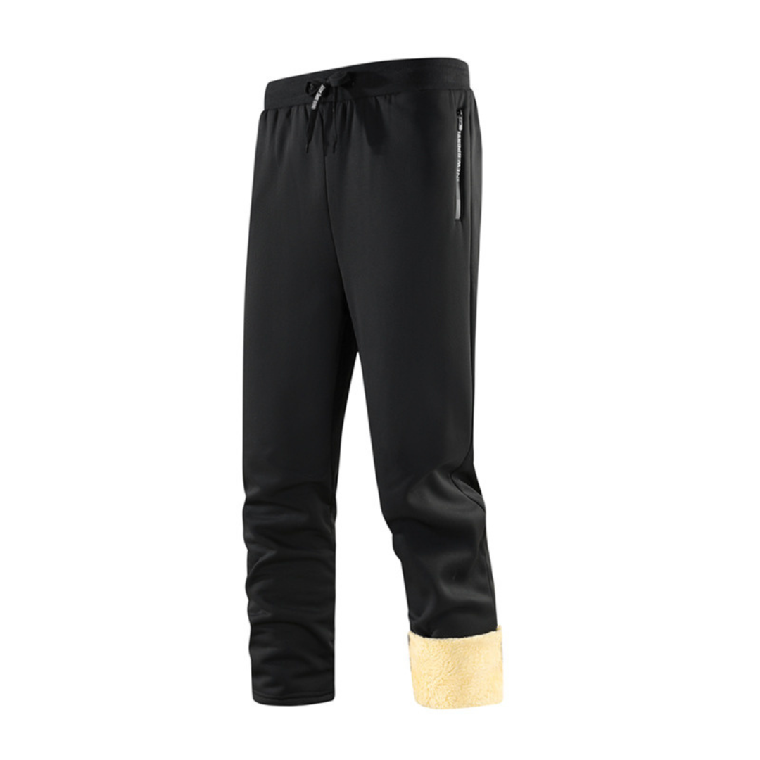 Lined Joggers with Sherpa Inner Lining, Winter Pants, Fleece, Zippered Pockets, Elastic Waist, Comfort | Sansoti