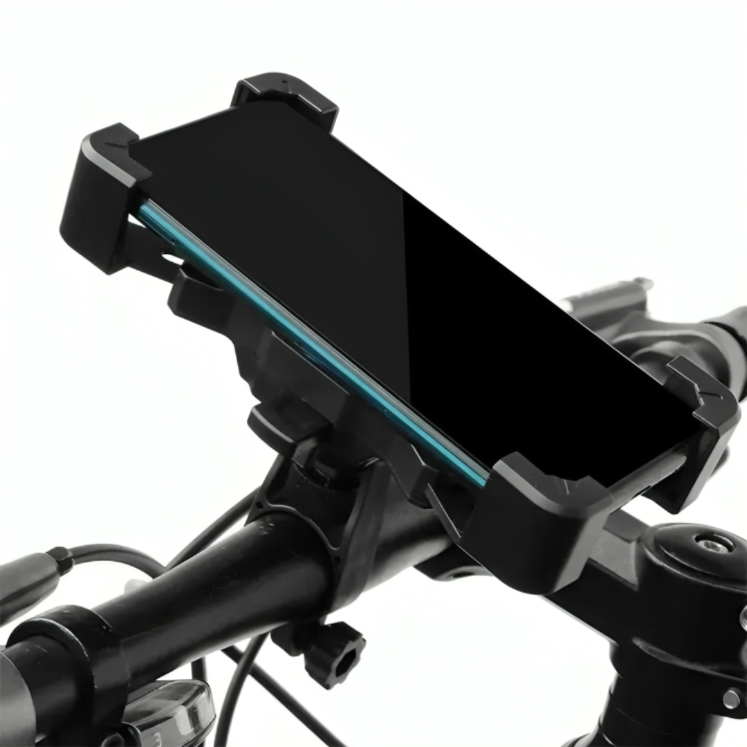 Support universel pour smartphone à vélo, aluminium noir, rotation à 360° pour une navigation sécurisée à vélo | Sansoti