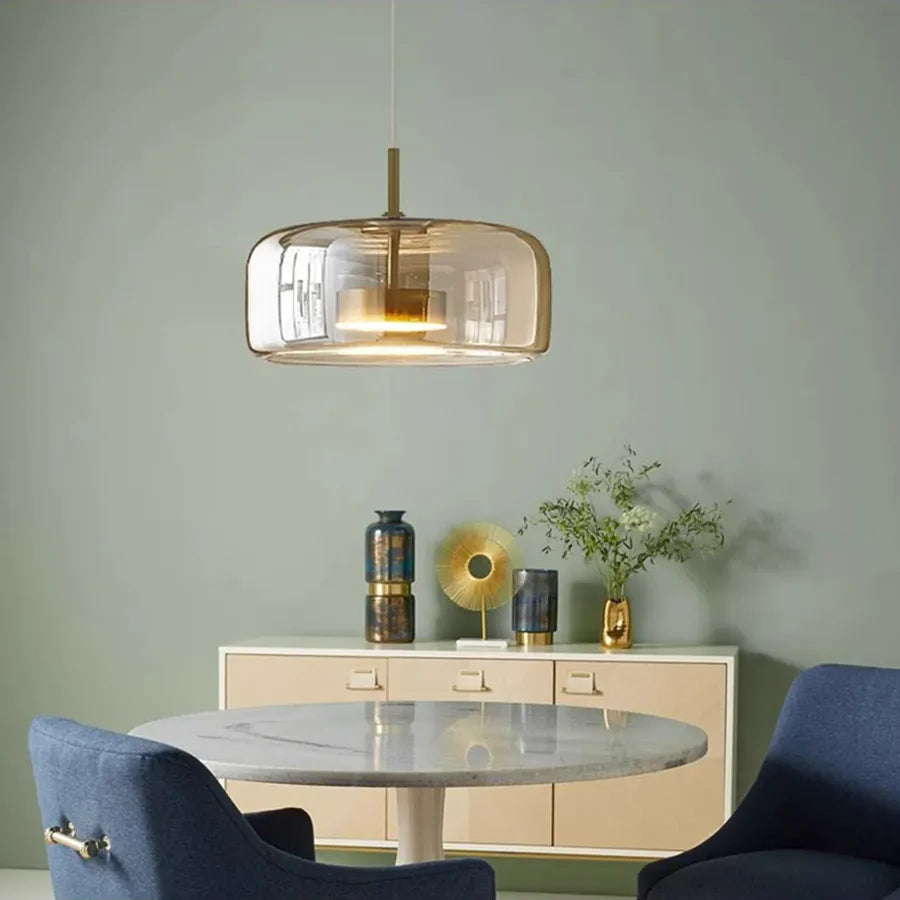 Nordische Hanglamp Glas LED Cognac Rookgrijs Scandinavisch | Sansoti