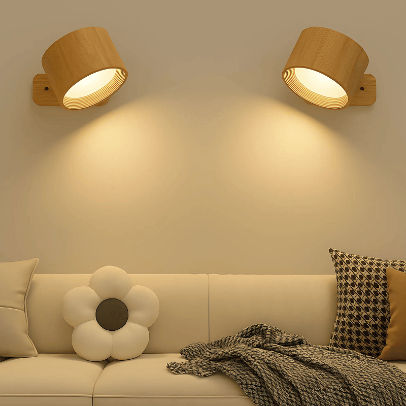 LED Wandlamp Draadloos met Accu en 360° Draaifunctie | Compact Design voor Woonkamer, Slaapkamer, Leeshoek, Hal | Instelbare Kleurtemperatuur Warmwit Neutraalwit Koudwit | Oplaadbare Verlichting 2000mAh | Sansoti