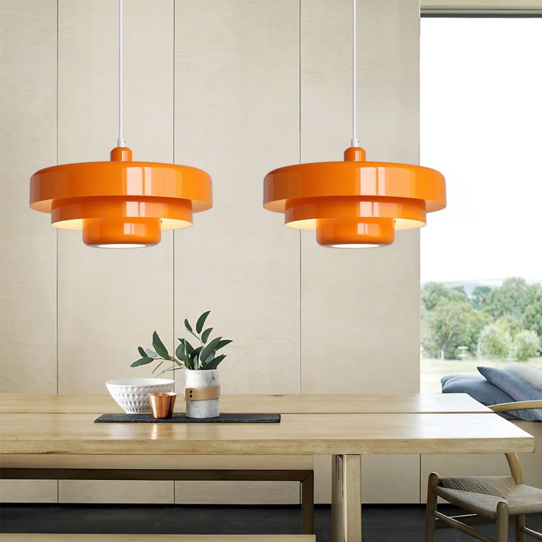 Hängeleuchte Metall Geschichtet Ø35cm Orange E27 Esstisch Wohnzimmer Retro Design Beleuchtung Industriell Modern | Restfield