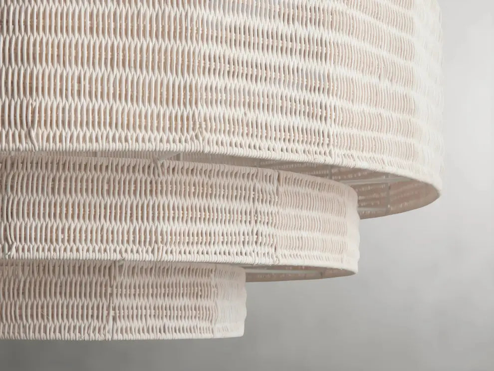 Lustre en rotin tressé, structure en fer à plusieurs niveaux, hauteur réglable, suspension pour éclairage de salle à manger et de salon | Sansoti