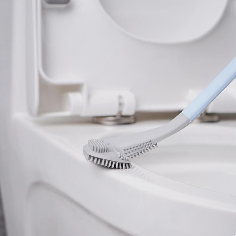 Dreieckige Toilettenbürste mit selbstklebender Wandhalterung TPR-Borsten Kompakte WC-Reinigung für das Badezimmer | Sansoti