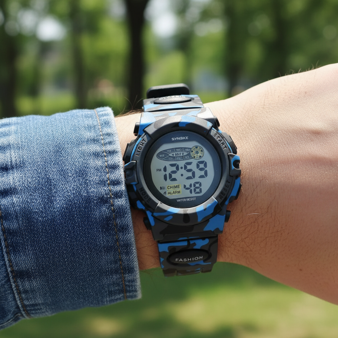 Digitaal Kinderhorloge Waterdicht & Stoßvastig – Datum Alarm Stopwatch Functie – Leerzame Sportuhr met Verlichting – PU Siliconen Band Jongens Meisjes 6-15 Jaar | Sansoti