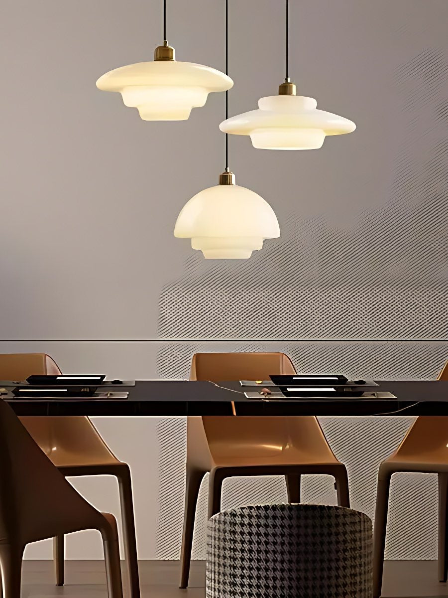 Glazen Hanglamp met Gelaagd Design – Melkwit Matglas voor Eetkamer en Woonkamer | Sansoti