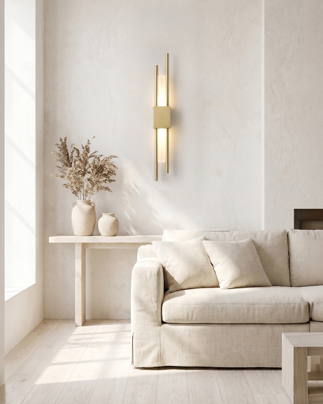 Scandinavische Minimalistische Wandlamp – Modern Verticaal Design met Gerichte LED-Verlichting – Zwart Goud | Sansoti
