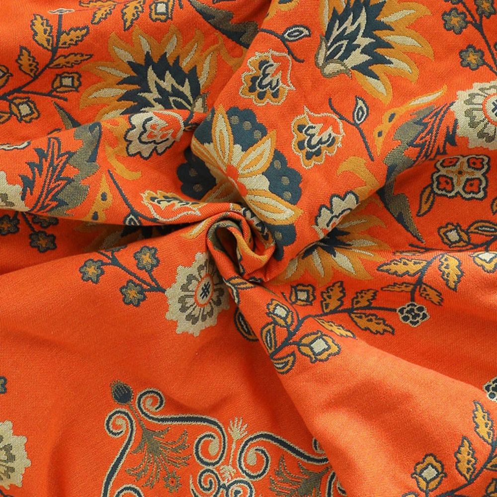 Omkeerbare Katoenen Plaid Marigold – Zachte Deken met Bloemenpatroon Oranje Turquoise – Vintage Landelijke Stijl voor Bank Picknick Bed | Sansoti