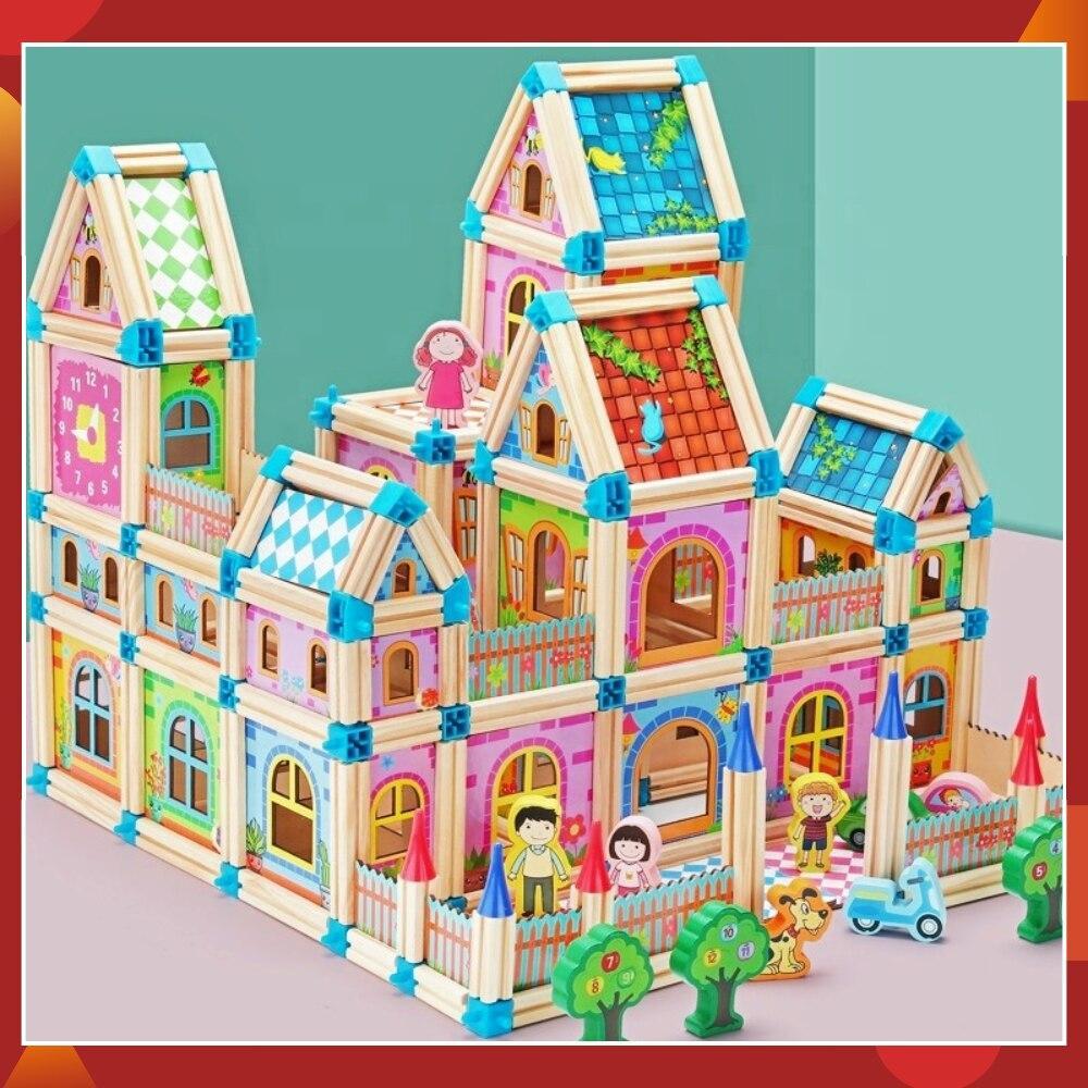 Maison de poupée en bois à construire soi-même, jouet pour enfants, 268 à 298 pièces, éducatif et créatif, jeu d’imagination | Sansoti