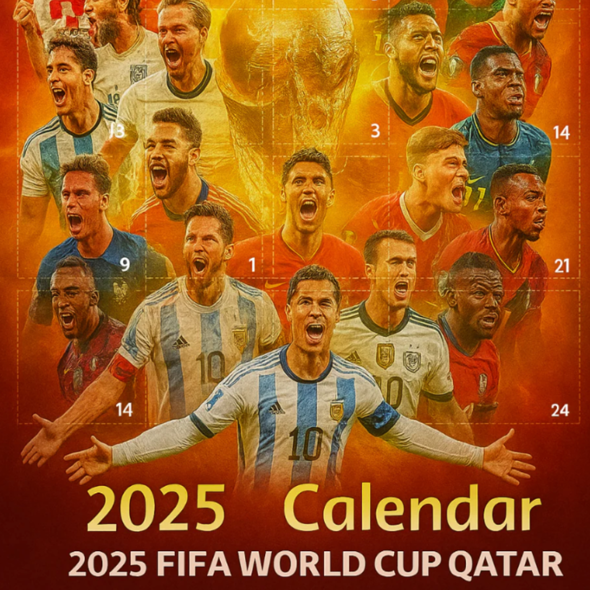 Football Advent Calendar 24 Surprises Toy Figures December Countdown for Children Collectible Christmas Gift | Sansoti