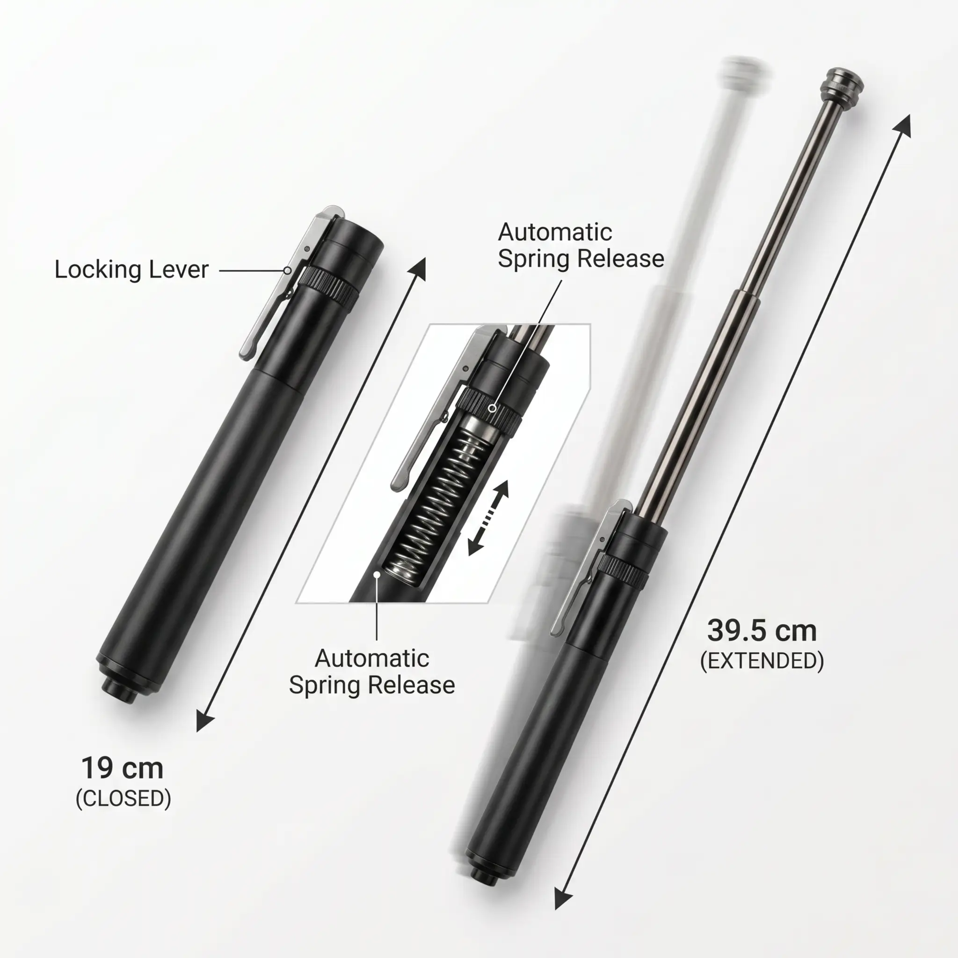 Uitschuifbare Verdedigingsstok Metalen Zelfverdedigingsstick Compacte Draagbare Veiligheidsstok Automatische Uitschuiffunctie Lichtgewicht Persoonlijke Bescherming | Sansoti